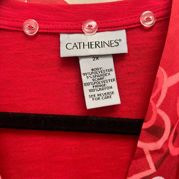 Catherines Red Holiday Sweater with detachable Scarf - Picture 3 of 5